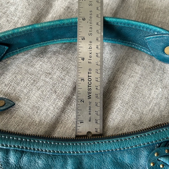 Isabella Fiore Turquoise Leather Patterned Shoulder Bag NWOT - Picture 7 of 9